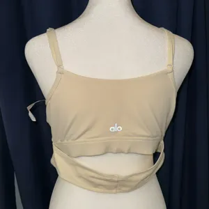 NWOT Alo Yoga Airbrush Enso Bra French Vanilla‎ Size Large *Discontinued Color* thumbnail 3