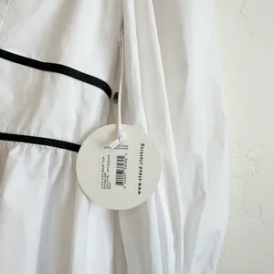 Staud | NWT Luna Contrast Peplum‎ V-Neck Open Back Top in White & Black thumbnail 5