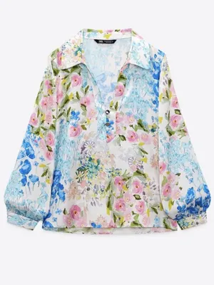 ZARA Satin Effect Floral Shirt thumbnail 2