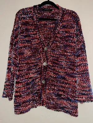 Marc New York Cozy Chunky Knit Cardigan in Mixed Berry Tones XL /XXL thumbnail 1