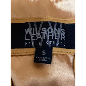 Wilson's Leather 100% Leather Womens Tan Brown Button Down Long Sleeve Coat Jacket Size S thumbnail 3