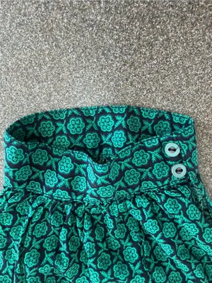 Anthropologie Maeve Geoscope button up tie waist jumpsuit. Green and Navy thumbnail 4