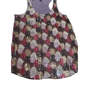 SEQUIN Fossil gold purple silver all-over sequin tank Small y2k vintage retro f… thumbnail 6