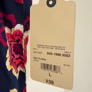 NWT St. John's Bay Womens Navy Floral Crew Neck Short Sleeve Blouse Size Large‎ thumbnail 5