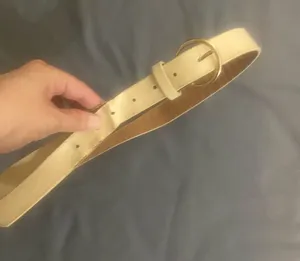 SheIn Cream Leather Belt with Gold Round Buckle thumbnail 1