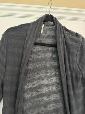 FREE PEOPLE Sheer Stripe Duster Long Line Open Cardigan Sweater - Size XS thumbnail 4