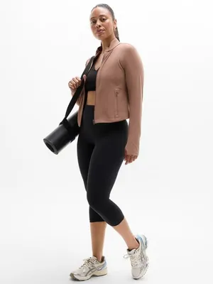 New Athleta S Salutation Crop Jacket Auburn Brown Small Regular thumbnail 4