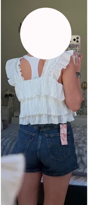 Shein Ruffled Crop Top - White Size S thumbnail 4