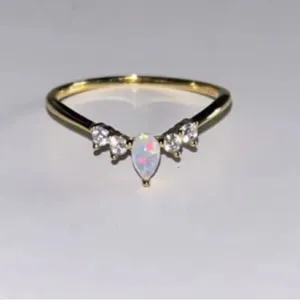 NEW Beautiful Chevron Opal Ring,‎ Pretty Pearl Ring, Size 6 thumbnail 3