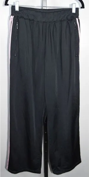 Adidas Track Pants SZ XL Black Pink Stripe Athletic Straight Leg Joggers thumbnail 1