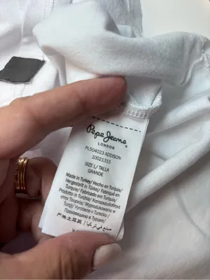 Pepe Jeans London Maggie White Tee with Gold Metallic Logo and Silver Studs NWOT thumbnail 5