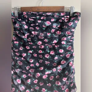 NWT Angel Biba lined black floral ruched body con dress size large thumbnail 6