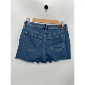 Hollister Womens 9 Blue Curvy High Rise 3" Mom Distressed Button Fly Jean Shorts thumbnail 2