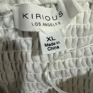 Kirious Los Angeles White Smocked Tiered Cotton Mini Dress XL Summer Cottagecore thumbnail 4
