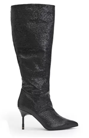 New! All Saints Women's‎ Nori Shimmer Knee High Boots Leather Black Sz 7 $429 thumbnail 1