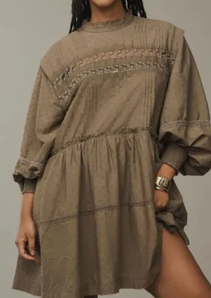 Anthropologie Pilcro Mock-Neck Swing Mini Dress, Size L thumbnail 1