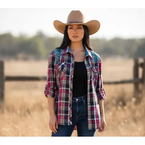 Rock‎ & Roll Cowgirl Embroidered Plaid Pearl Snap Western Shirt XL Rhinestone thumbnail 11