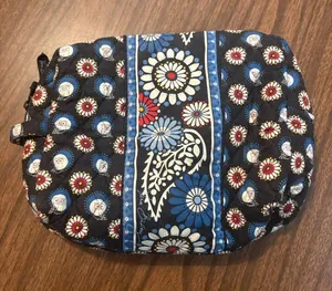 Vera Bradley Libby Travel Cosmetic Bag Night Owl Black Quilted Pouch thumbnail 1