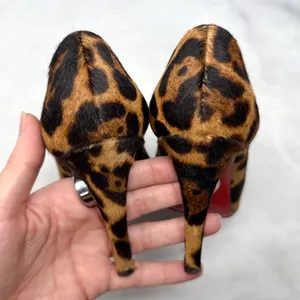 Christian Louboutin Particule 100 Leopard Calf Hair Leather Square Toe Pump Heel thumbnail 9