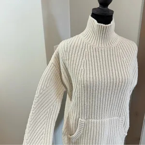 J.Crew White Ivory Chunky Knit Turtleneck Sweater Pullover‎ Wool Blend XS thumbnail 3