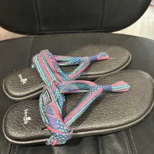 Sanuk Women's Blue and Pink Sandals thumbnail 3