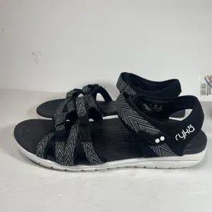 Ryka Savannah SML Women's Sandals - Size 10M Black/Grey Chevron thumbnail 2