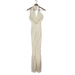Lulus Ivory‎ Halter Maxi Dress Formal Gown Sleeveless Evening Party Size S thumbnail 12