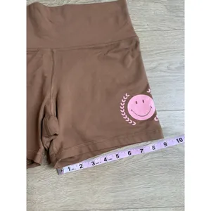 EUC OFFLINE by Aerie The Hugger Brown Smiley Bike Shorts 5" Inseam hi-rise sz L thumbnail 5