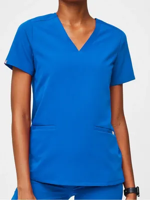 FIGS Casma Three Pocket Scrub Top Royal Blue thumbnail 1