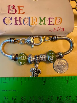 Be Charmed Olive Green Turtle Charm Bracelet thumbnail 3