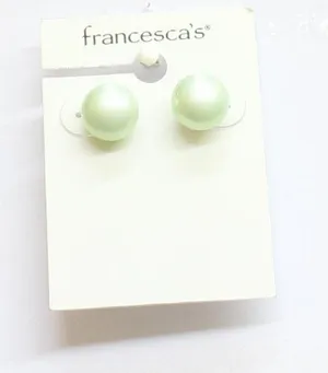 NWT Francesca's Womens Fashion Round Pearl Stud Earrings Green .25" thumbnail 1