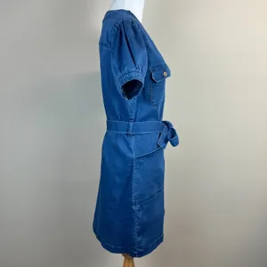 Maurices Denim Shirt Dress Small Button Up Stretch Coastal Cowgirl Boho Belted S thumbnail 6