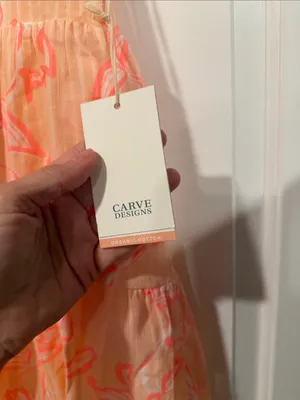 Carve Designs JACEY TEXTURED DRESS Peach Tiered Spaghetti-Strap XS NWT thumbnail 4