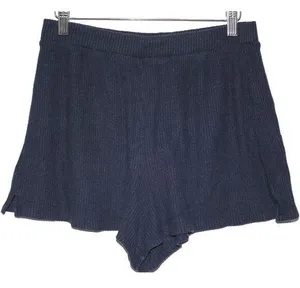 Womens Abercrombie & Fitch Blue Ribbed Stretchy Loungewear Shorts Size Medium M thumbnail 1