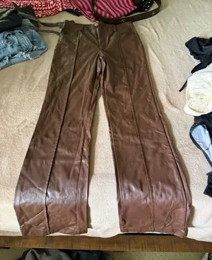 Brown Faux Leather Pants thumbnail 1