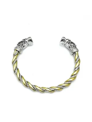 Men's Wolf Head Bracelet with Two-Tone Finish thumbnail 2