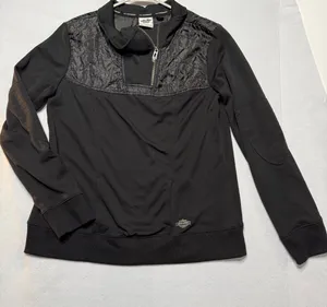 Harley-Davidson H-D Performance Black 1/4 Zip Mock Neck Sweatshirt Women's L thumbnail 1
