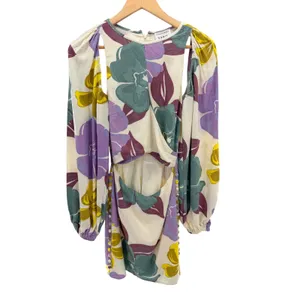 Sabo Skirt Zelle Keyhole Dress Floral Cutout Mini Long Sleeve XS NEW Vacation thumbnail 4