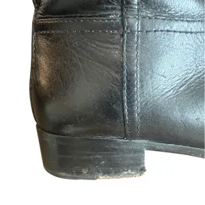 Tory Burch Kiernan Black Leather Riding Boots Gold Logo Knee High 7 thumbnail 11