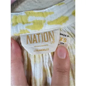 Nation LTD Yellow Animal Print Cotton Mini Dress Womens XS Casual Summer Beachy thumbnail 13