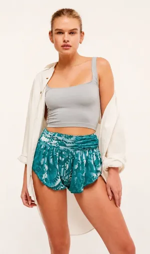 NWT Free People Snow Angel Micro Shorts Velvet Floral Boho Flowy Summer Shorts M thumbnail 1