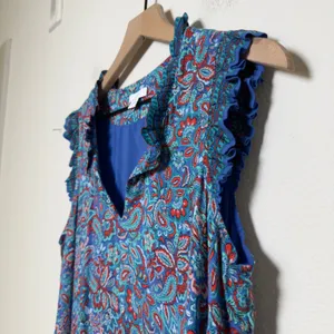 J. Jill Women Boho Maxi Dress Small Blue Paisley‎ Tiered Ruffle Cottage Resort thumbnail 5