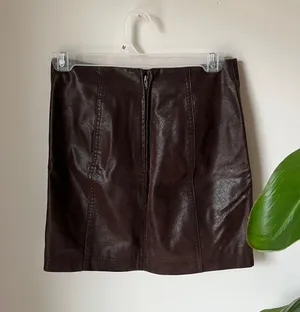 Free People Brown Vegan Leather Skirt thumbnail 4
