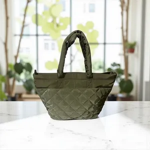 Steve Madden Olive Green Quilted Tote Bag Zip Pocket New with Tags‎ thumbnail 4