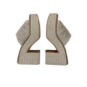 Dolce Vita Ladin Platform Sandals 9 Beige Crochet Block Heel Slide 90s Y2K Boho thumbnail 6