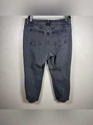 Abercrombie & Fitch High-Rise the mom Slim Straight Jeans - Black Wash SZ:33/16S thumbnail 5