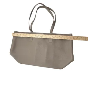 Tory Burch Perry Tote Taupe Pebbled Leather Shoulder Bag Classic Preppy Neutral thumbnail 11