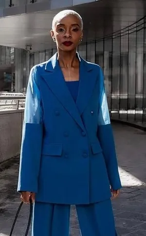 Women's Blue Sapphire Double Breasted Blazer by @signedblake thumbnail 1