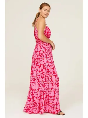 Hutch Swing Maxi Dress in Pink Red Medium Womens Long floral gown thumbnail 12