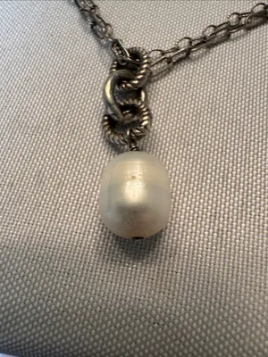 Silpada silver 925 chain necklace with white pearl drop thumbnail 2